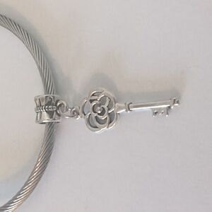 Silver Filigree Key Dangle Charm for Pandora‎ Style Bracelet